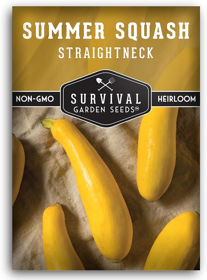 Survival Garden Seeds - Straightneck Summer Squash Seed for Planting - 1 Packet with Instructions to Plant and Grow Yellow Squash in Your Home Vegetable Garden - Non-GMO Heirloom Variety