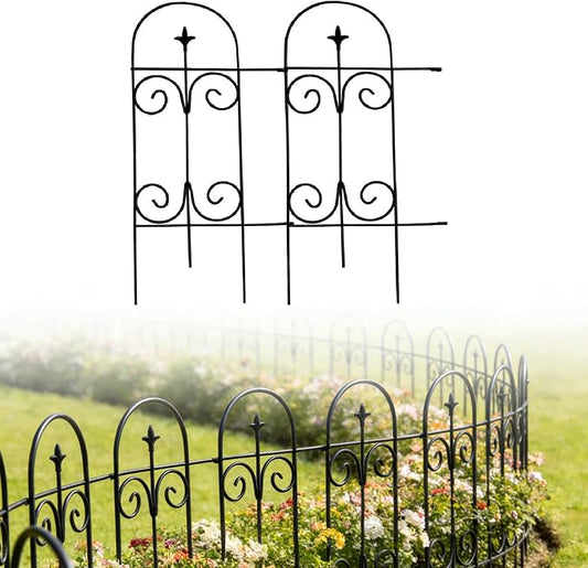 32 Inch x 50 Feet (40 Panles) Black Decorative Garden Fence Border Folding Fence, Decorative Folding Wire Fencing Border Fence Edge Decor Fence Animal Barrier