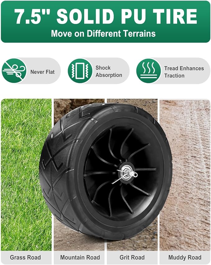 Outvita Garden Hose Reel Cart, Heavy Duty Water Hose Cart for Outside, Lawn Watering, for Garden, Yard, Lawn, Farm, Hold Up to 300 ft of 5/8’’ Hose, 4 PU Wheels, Storage Basket (Green)