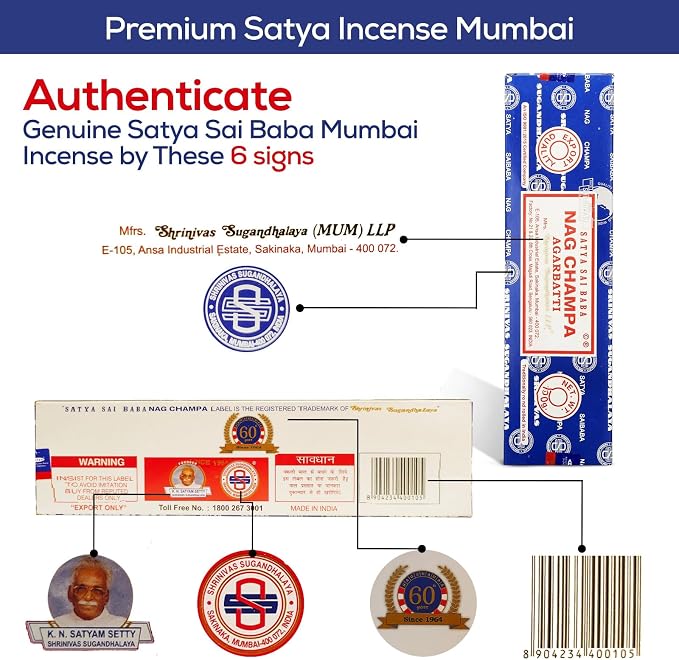 Satya Nag Champa Incense Sticks 100 gmx 4 Pack (400 GMS), Satya Insenses with Raajsee insence Holder Bundle, Nag Champa Natural Incence