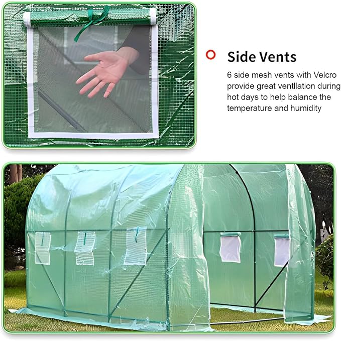 Greenhouse Walk-in Green House Greenhouse Kit with Observation Windows for Outdoor Plants Growing,Green Houses for Outside (L10'xW7'xH7')