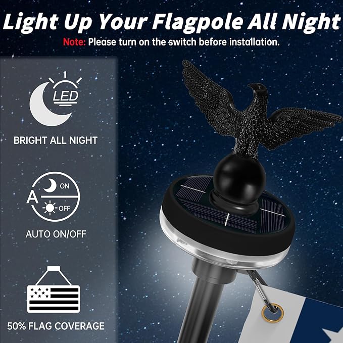 LETSTRY 5FT Flag Pole Kit for House with Solar Light and Adjustable Bracket, 1" Thickened Stainless Steel Outside Wall Mount Flagpole for 3x5 American Flag, for Residential, Outdoor or Porch (Black)