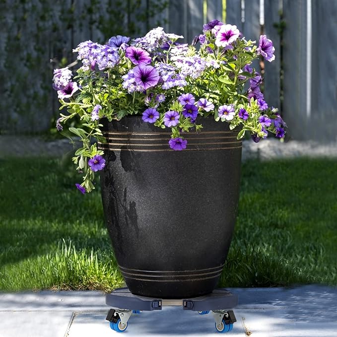 W B D WEIBIDA 2 Pack Plant Roller with Wheels Heavy Duty 440 Pounds, Size-Adjustable Rolling Planter Base with Casters, Round Dolly Cart for Potted Plant, Trash Can and Tiered Planters