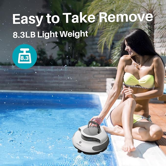 Cordless Robotic Pool Cleaner with Dual 30W Motors, 5000mAh Battery, 120 Minutes Runtime, Automatic Cleaning, Waterproof (White)