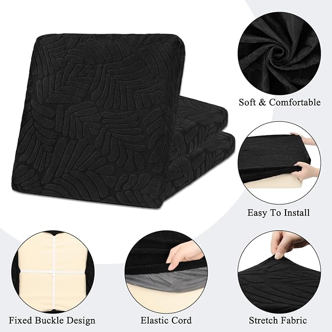 HEBE Stretch Patio Cushion Covers Set 8pcs,Waterproof Outdoor Couch Covers Replacement,Washable Reusable Seat Cushion Slipcovers for Patio Furniture Protector,Chair Cushion Cover