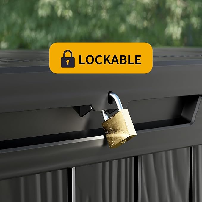Outdoor Storage Box 155GAL Waterproof Resin Deck Box,Pool Accessories Supplies，UV-Resistant Lockable Package Delivery Bin for Garden Tools,Large Patio Outside Cushions,Chest,Furniture,Black