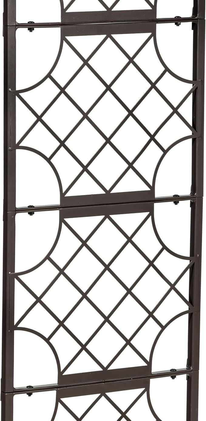 Evergreen Garden Classic Metal Plant Stand with Lattice Trellis for Climbing Plants, Floor Tall Plant Stand Indoor and Outdoor for Patio, Porch, Garden