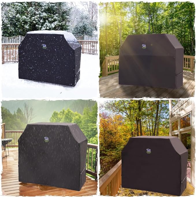 Rugged Rhino Kneeling Pad and Grill Cover, Durable Shock Absorbent Pads in Bright Blue, Windproof Grill Cover for Outdoor 58" L x 24" W x 48" H in Black, 2 Item Bundle