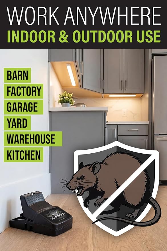 Rat Traps Indoor (2 Pack) Catch Rats, Mice, and Voles Fast with These Simple to Bait, Safe to Set, Non Electric Rat Trap for Home, Yard, and Barn