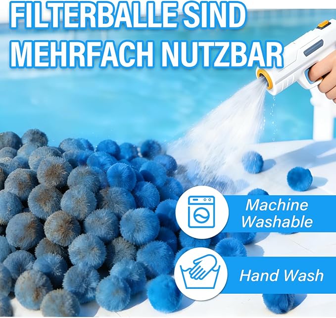 4 lbs Pool Filter Balls for Filter Pump, Upgraded High-Density Reusable Fiber Media Replace 150 lbs Filter Sand, Long-Lasting Filtration for Above Ground Swimming Pool, Aquarium & Pond
