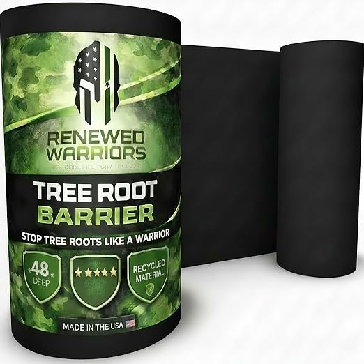 Tree Root Barrier Roll, HDPE Plastic Root Barrier Shield for Trees Aspens Invasive Roots, Puncture Resistant Easy Install Landscape Barrier for Yard Garden 48inx15Ft - 62.5mil