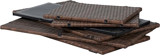 happimess TRK1000B Nino 31.5" Modern Minimalist Outdoor Faux Wicker Deck and Patio Storage Box, Brown, Soft-Close, for Package Delivery, Patio Furniture, Cushions, Gardening Tools, Pool Supplies
