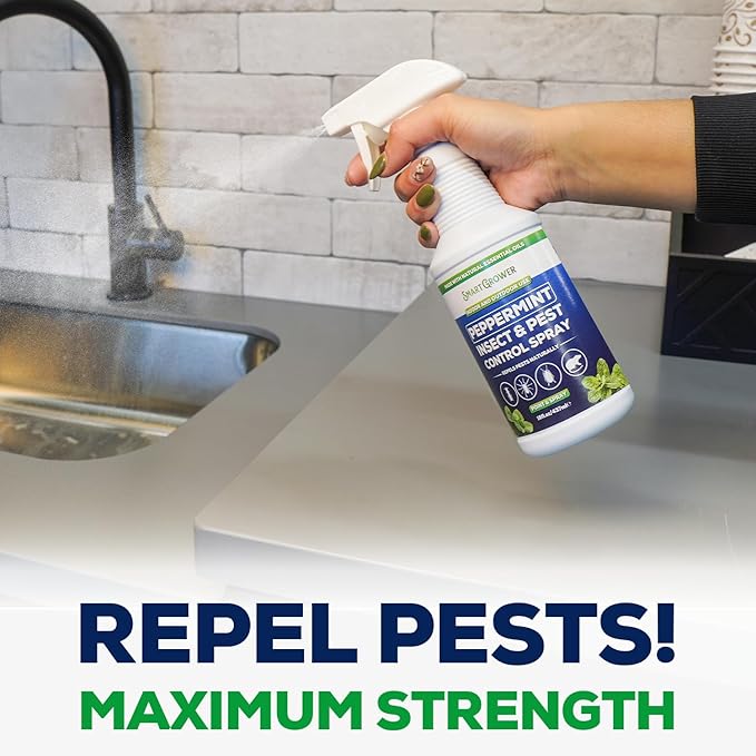 Peppermint Oil Spray for Insect and Pests, Rodents, Mice, Bugs, Spiders, Ants, Wasps - All Natural Pest Control Repellent for Home Indoor Outdoor Garden, Maximum Strength, Ready to Use, 16 FL OZ