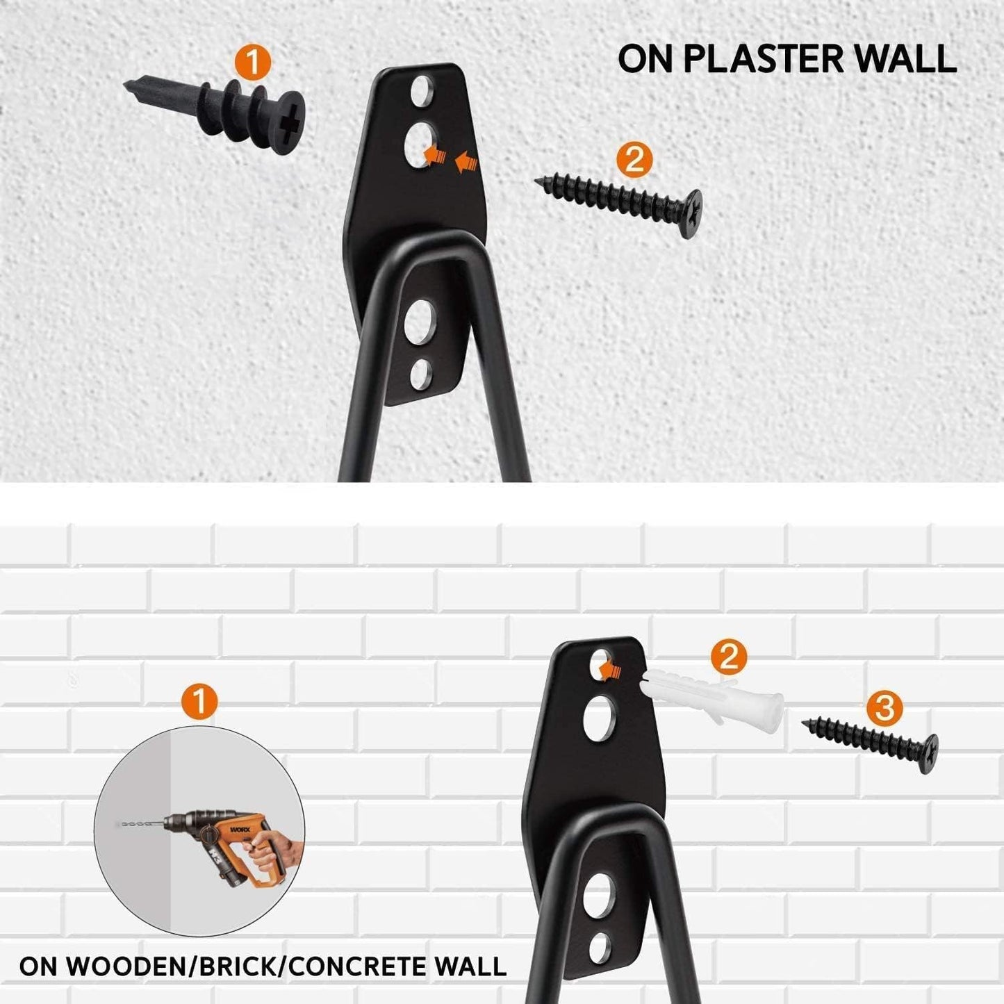 SMARTOLOGY Heavy-Duty Utility Hooks, Wall Hanger, Small 2 Pack, 3 inch Long 2.5 inch Wide, for Garage, Indoor and Outdoor, Ladder Hanger Accessories