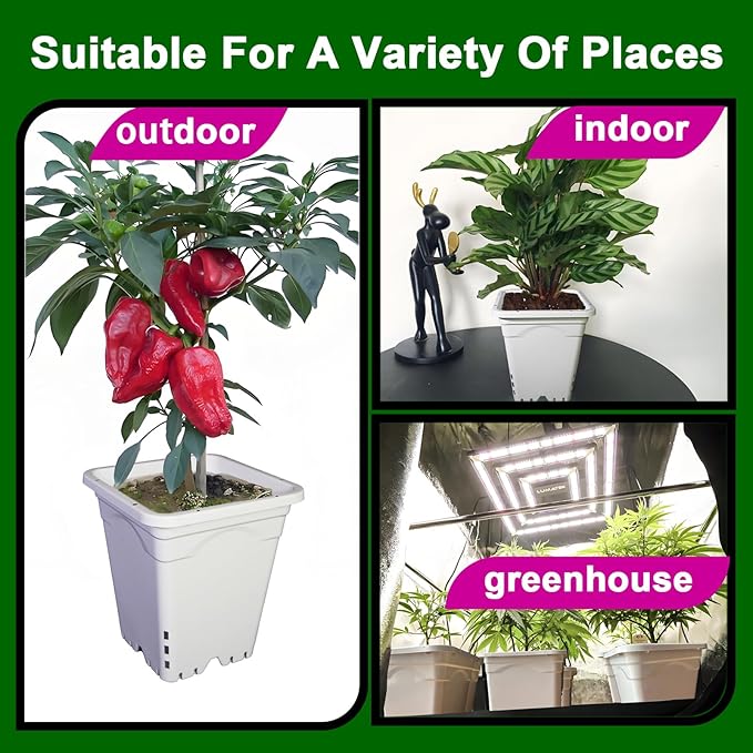 HG7X7SW 7"x7" Square White Pot, 9" Tall, Pack of 50