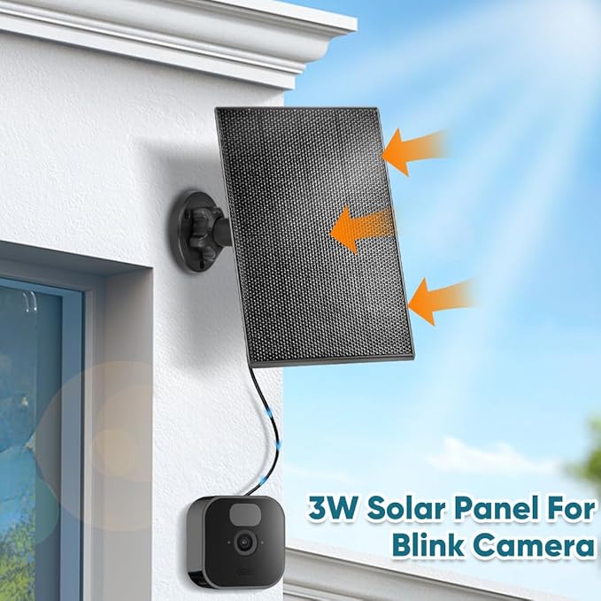 Solar Panel Charger for Blink Camera,3W Solar Kit Build-in 2600mAh Rechargeable Battery, IP66 Waterproof (2 Pack Solar Panel)