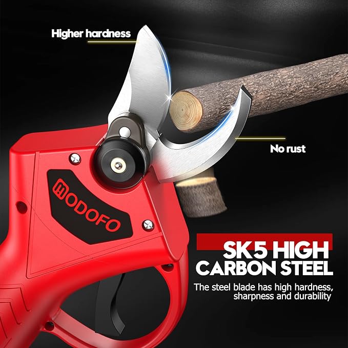 Electric Pruning Shears, 1.4'' Cutting Diameter Powerful Brushless Motor Cordless Pruning Shears with 2PCS Rechargeable Batteries & Blades Gardening Tree Branch