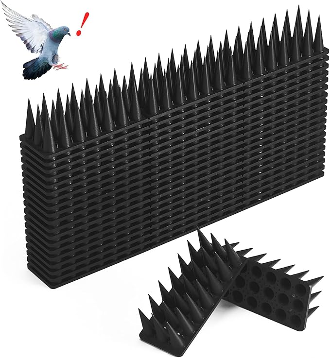Bird Spikes, 20 Pack Pigeon Squirrel Raccoon Cat Deterrent Spike Outside Anti Birds Defender Outdoor to Keep Robin Away Roof Fence Window Nest 18.7 Feet(5.7m), Black