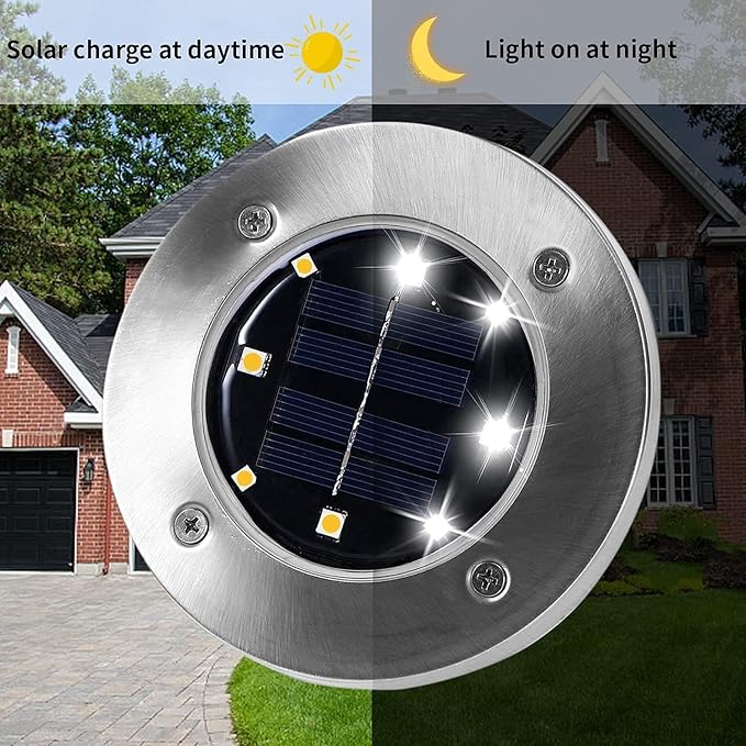 INCX 4.6 inch Solar Lights for Outside, 4 Pack Solar Light Outdoor Waterproof, Garden Lights Landscape Lighting for Lawn Yard Deck Driveway Walkway White