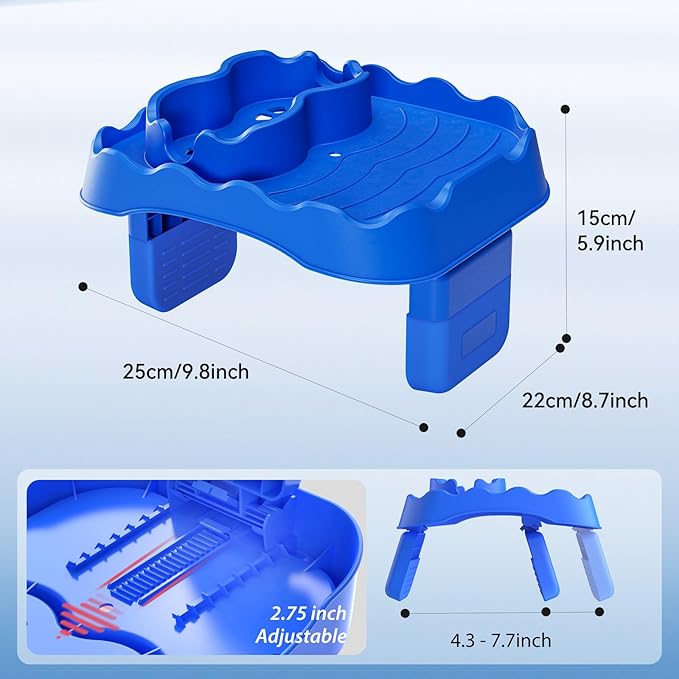 Anivia Hot Tub Table Tray, Adjustable Width 4.3" to 7.7" Hot Tub Accessories for Intex PureSpa, Nonslip Caddy Holds 2 Drinks, Keep Snacks-Drinks Handy and Dry, Fits Outdoor Inflatable Spa/Pool (Blue)