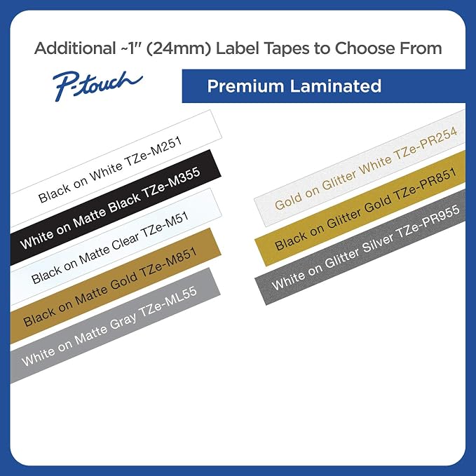 Brother Genuine P-Touch TZE-252 Tape, 1" (24 mm) Standard Laminated P-Touch Tape, Red on White, Laminated for Indoor or Outdoor Use, Water-Resistant, 26.2 ft (8 m), Single-Pack, TZE252, Large