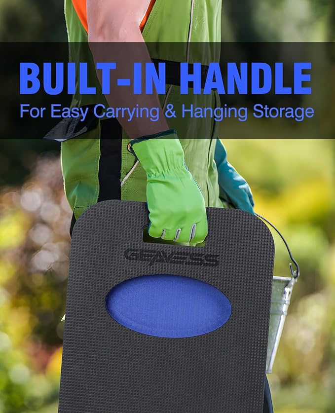 1.1" Extra Thick Garden Kneeling Pad, Comfortable Foam Knee Pad with Handle & Tool Tray, Durable Supportive Knee Cushion for Gardening, Garage Work, Workshop Repairing, 17.5"x12", Black & Blue