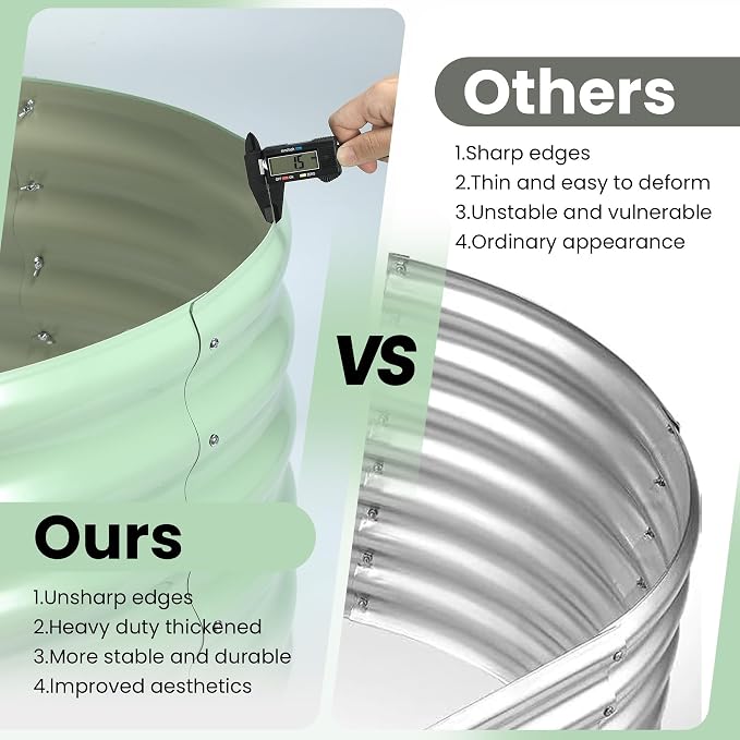 GarveeLife 2 Pcs 6x3x1 ft Oval Raised Garden Bed, Galvanized Raised Beds,Open-Ended Base Metal Raised Planter Beds,Garden Bed Outdoor,Planter Raised Boxes for Vegetables, Flowers,Tool-Free Asse,Green