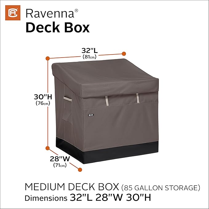 Classic Accessories Ravenna Water-Resistant 85 Gallon Deck Box, outdoor storage box