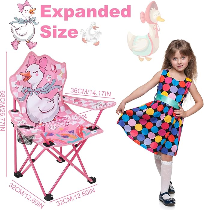 KABOER Kids Outdoor Folding Lawn and Camping Chair with Cup Holder and Carrying Bag, Children's Camping Chairs