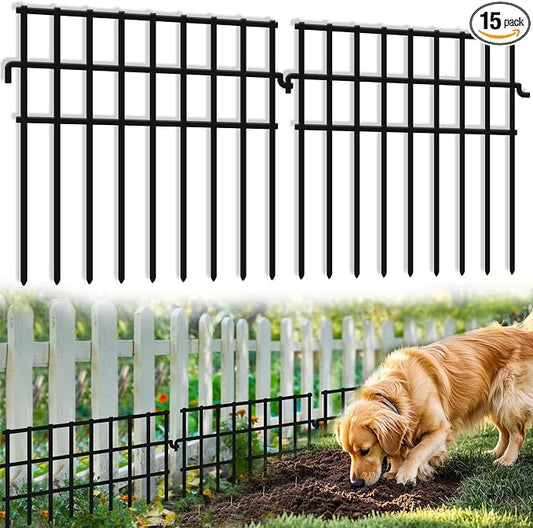 15 Panels Dog Digging Fence Barrier, 16.25ft(L) X 12in(H) Animal Barrier Fences, No Dig Defense Rabbits Fencing for Garden Outdoor Yard Deck Bottom Blocker