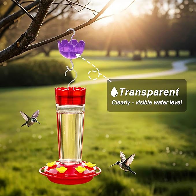 6-Pack Ant Moat for Hummingbird Feeders, Large Capacity Petal-Shaped Ant Guard, Outdoor Ant-Proof Hanging Feeder Accessories, Twist & Clean with Level Window (6 Set)