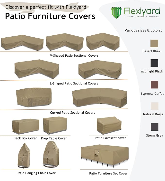 Heavy Duty Outdoor Sectional Sofa Cover, 104"X83" Waterproof 600D Patio Furniture Covers, L-Shaped Lawn Patio Couch Cover, Right Facing