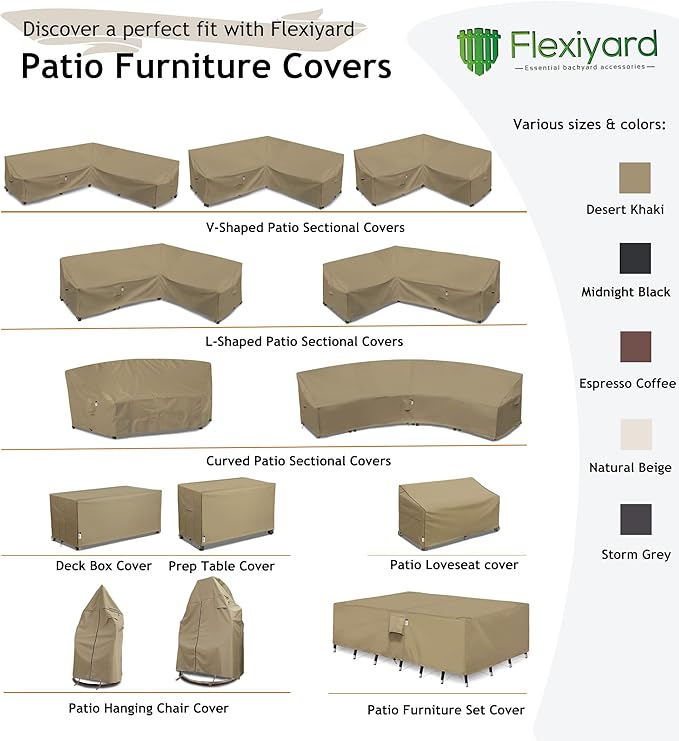 Heavy Duty Outdoor Sectional Sofa Cover, 120"X90" L-Shaped Waterproof 600D Patio Furniture Covers, Lawn Patio Couch Cover (Midnight Black, L-Shaped-Right Facing-120x90)