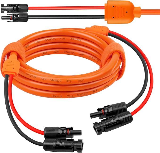 Solar Panel Extension Cable 5FT - MOOKEERF 10AWG+14AWG Solar Wire with Female & Male IP68 Waterproof Connector for RV, Photovoltaic Systems, Home, Boat, Solar Panels, Car