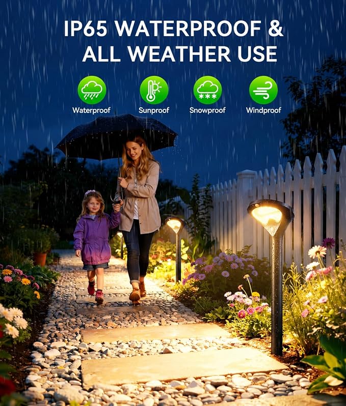 ELECLINK Solar Pathway Lights Outdoor with Motion Sensor, 6 Pack Security Solar Garden Lights, 400LM Bright LEDs, Upgraded Glass Panel, 3 Modes Waterproof Path Lights for Yard Patio Walkway Driveway