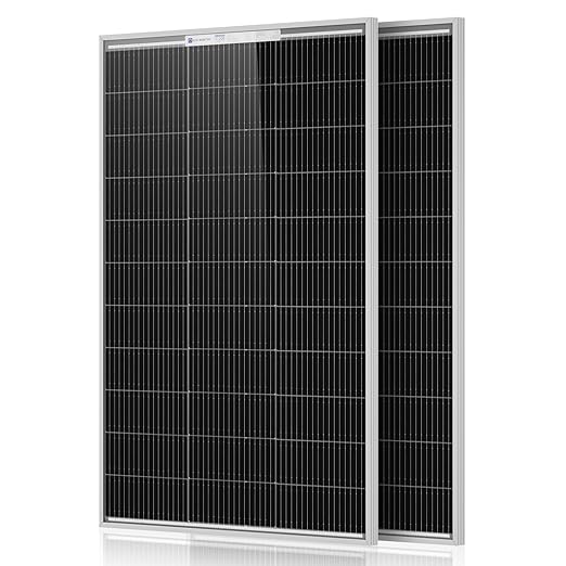 ECO-WORTHY 2pcs 100 Watt Solar Panels Monocrystalline Solar Panel for 12V/24V Battery RV Marine Boat and Other Off-Grid Applications, 2-Pack 100W