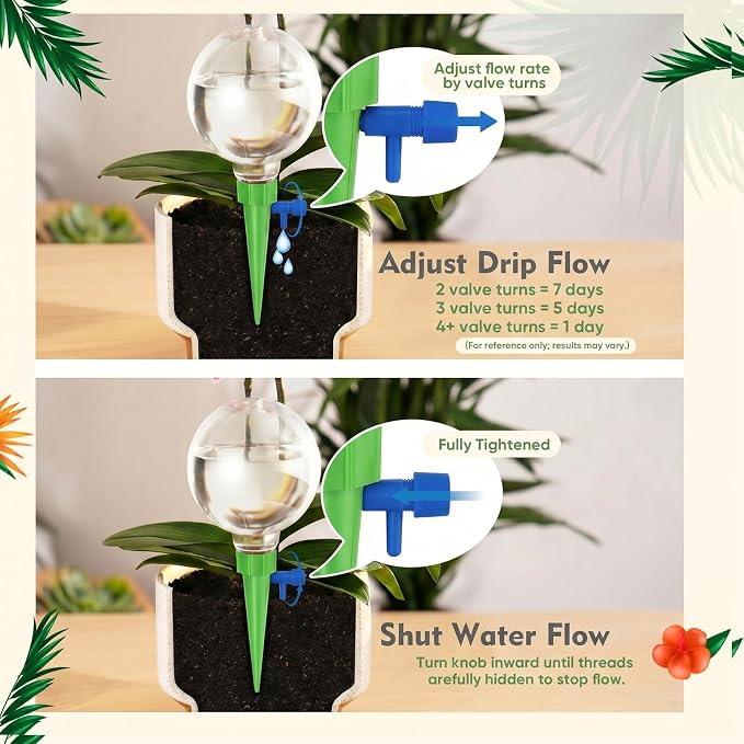 12 Pcs 17oz Plant Self Watering Globes for Indoor Outdoor Adjustable Plants Plastic Water Bulbs Top to Fill Plant Self Watering Planter Insert Water Devices System Spikes Stakes (Green)