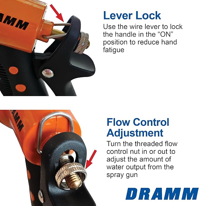 Dramm Revolver Heavy Duty Metal Garden Hose Nozzle – 9 Spray Patterns, High Pressure Jet, Thumb-Control Flow, Ergonomic Grip – Orange