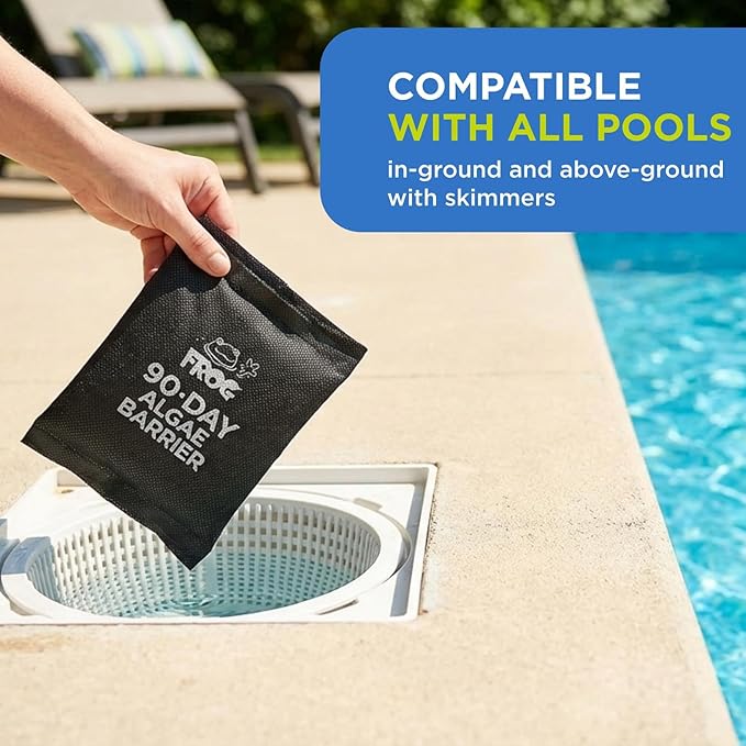 FROG 90-Day Algae Barrier - Dry Formula Algaecide Prevents Black, Green and Yellow Algae for Pools up to 20,000 Gallons - Pool Maintenance & Algae Prevention - 2 Pods