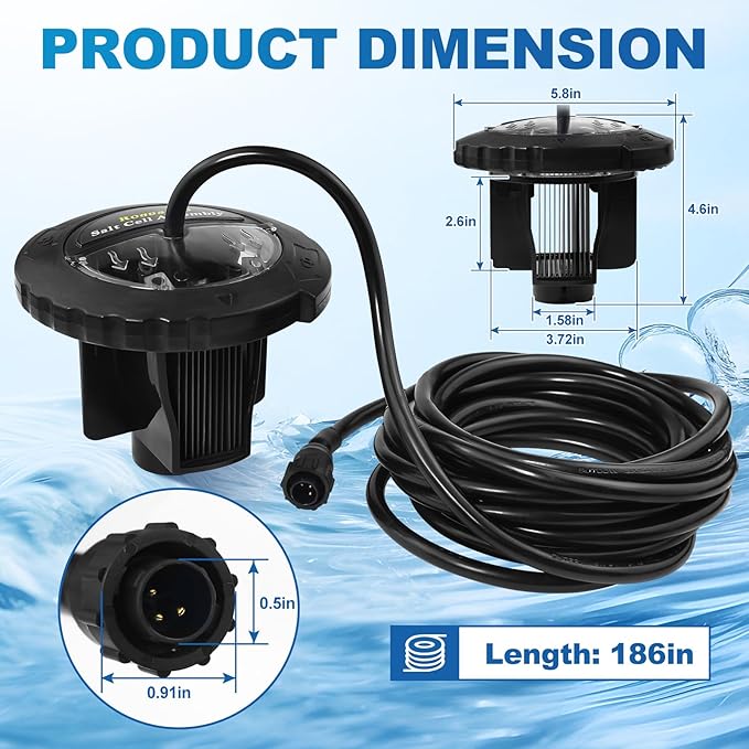 Salt Cell Replacement R0693900 Compatible with Jandy Pro Series TruClear11K & TruClear11KU, Salt Cell Assembly for Pools Up to 35,000 Gallons, Leak-Free Seal