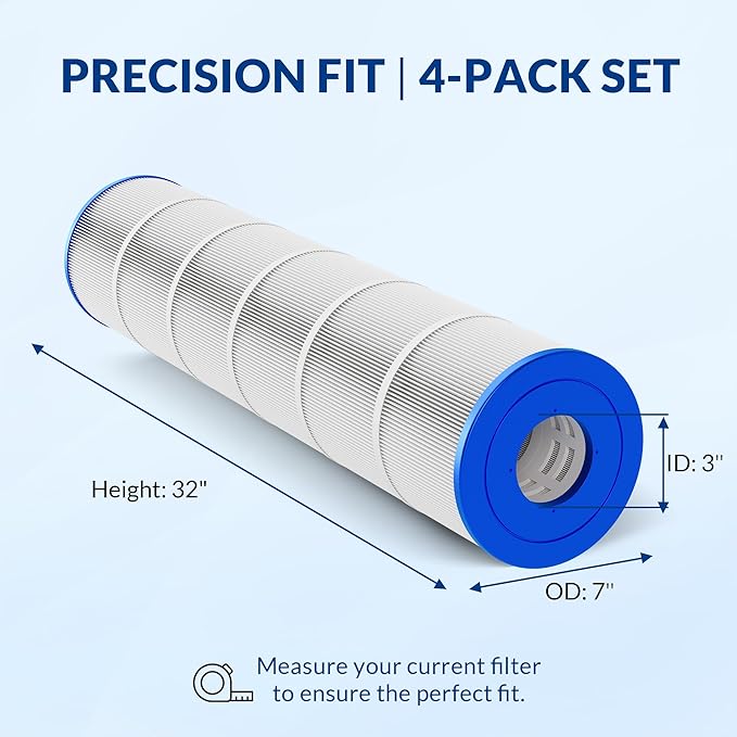 CCP520 PCC130 178585 R173578 817-0131, 5 oz+ Trilobal Fabric Pool Filter Cartridges, Compatible with Pentair Clean & Clear Plus 520 (#160332) & Waterway 525, 4-Pack, Ultra Series