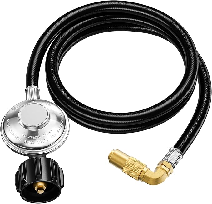 6 Feet Propane Adapter Hose for Blackstone 17 & 22 Inch Tabletop Griddle, Propane Regulator Hose with 90 Degree Elbow Adapter, Connect to 5-20 LB Propane Tank
