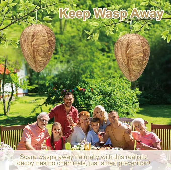 6 Pack Effective Waterproof Wasp Nest Outdoor, Hanging Fake Hornets Nest,Backyard Fake Bee Hive,8.3 inches Diameter 11.5 inches Height,Yellow Jackets