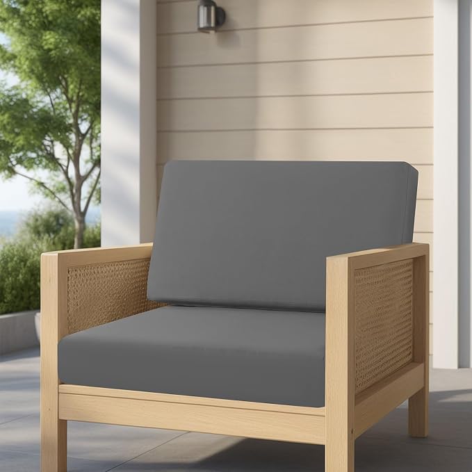 idee-home Outdoor Chair Cushions for Patio Furniture, Outdoor Seat Cushion | Waterproof Hampton Bay Deep Seat Replacement Couch Chair Cushions for Garden Backyard Grey 28.5 x 28.5