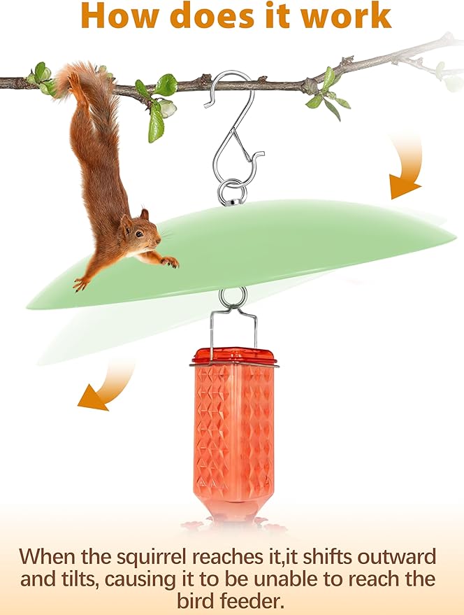 13" Bird Feeder Rain Guard, Hummingbird Feeders Shade Dome Cover, Hanging Baffle for Bird Feeder Pole,Smart Birds Feeder's Umbrella(Light Green), 1 Pack
