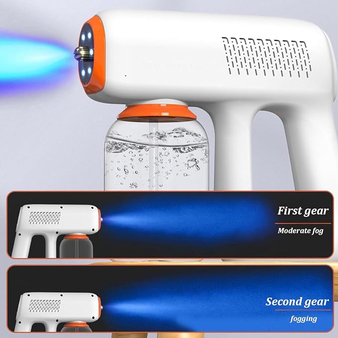 Atomizer Sprayer with Blue Light 1200mAh Rechargeable Handheld Electric Sprays Bottle Guns Adjustable Fogger Machine