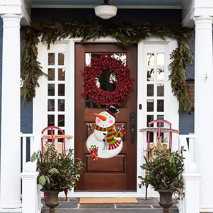 Outdoor Christmas Decorations,2 Pack Snowman Garden Stakes Decoration, Metal Holiday Yard Art, Winter Outdoor Decor, Metal Garden Lawn Decor for Xmas Pathway Patio