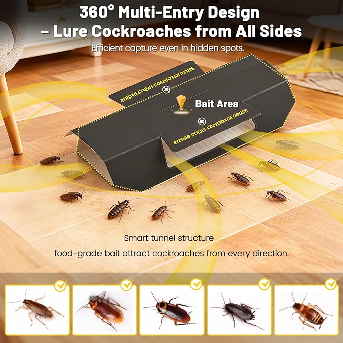 Cockroach Traps Indoor – Non-Toxic Odorless Roach Glue Traps, Strong Sticky Roach Traps for Kitchen, Cabinets & Bathroom, 20 Pack