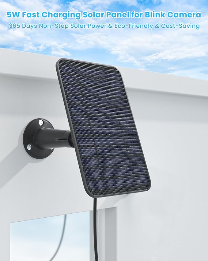 5W Solar Panel Compatible with Blink Outdoor 4(4th Gen)/2K+ Camera, Solar Panel Charger for Blink Outdoor Camera with 13.1ft Cable Rubber Plug, IP65 Weatherproof, Includes Secure Wall Mount, 4 Pack