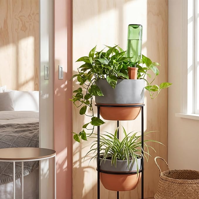 Tatuo 18 Pack Terracotta Plant Watering Spikes Self to Use with Bottles Houseplant Watering Stakes Automatic Irrigation System for Indoor and Outdoor Plants, Keep Plants Watered While You are Away